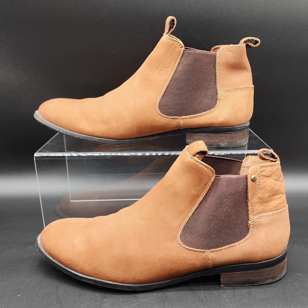 Paruno 10 Tan Leather Chelsea Boots Ankle Slip On Rugged Casual Workwear Classic